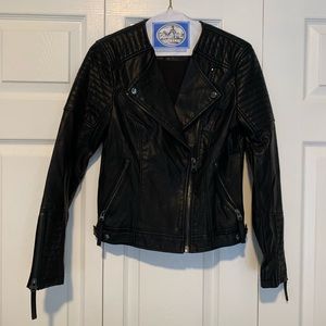 Topshop Faux Leather Moto Jacket, black, size 4